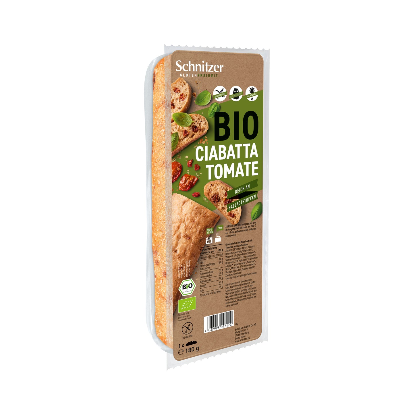 610099 Ciabatta s rajčaty bezlepková 180 g BIO   SCHNITZER-1