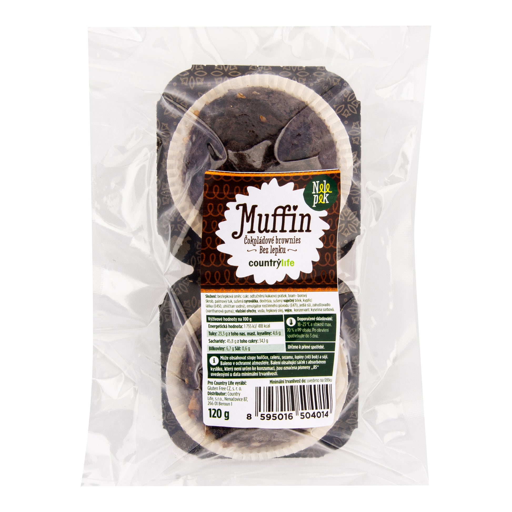 618302 Muffin čokoládové brownie bez lepku 120 g   NELEPEK   VO-1