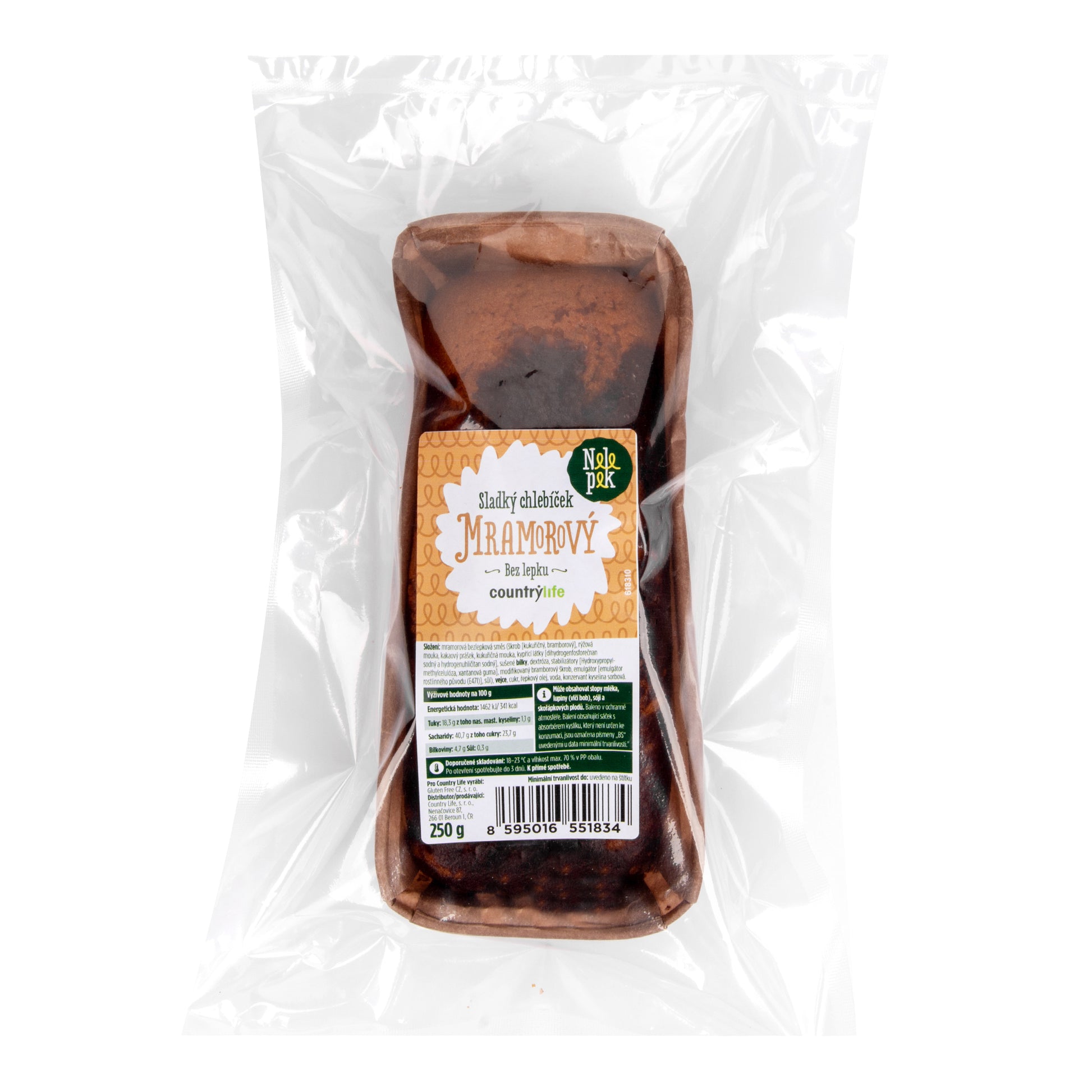 618310 Sladký mramorový chlebíček bez lepku 250 g   NELEPEK   VO-1