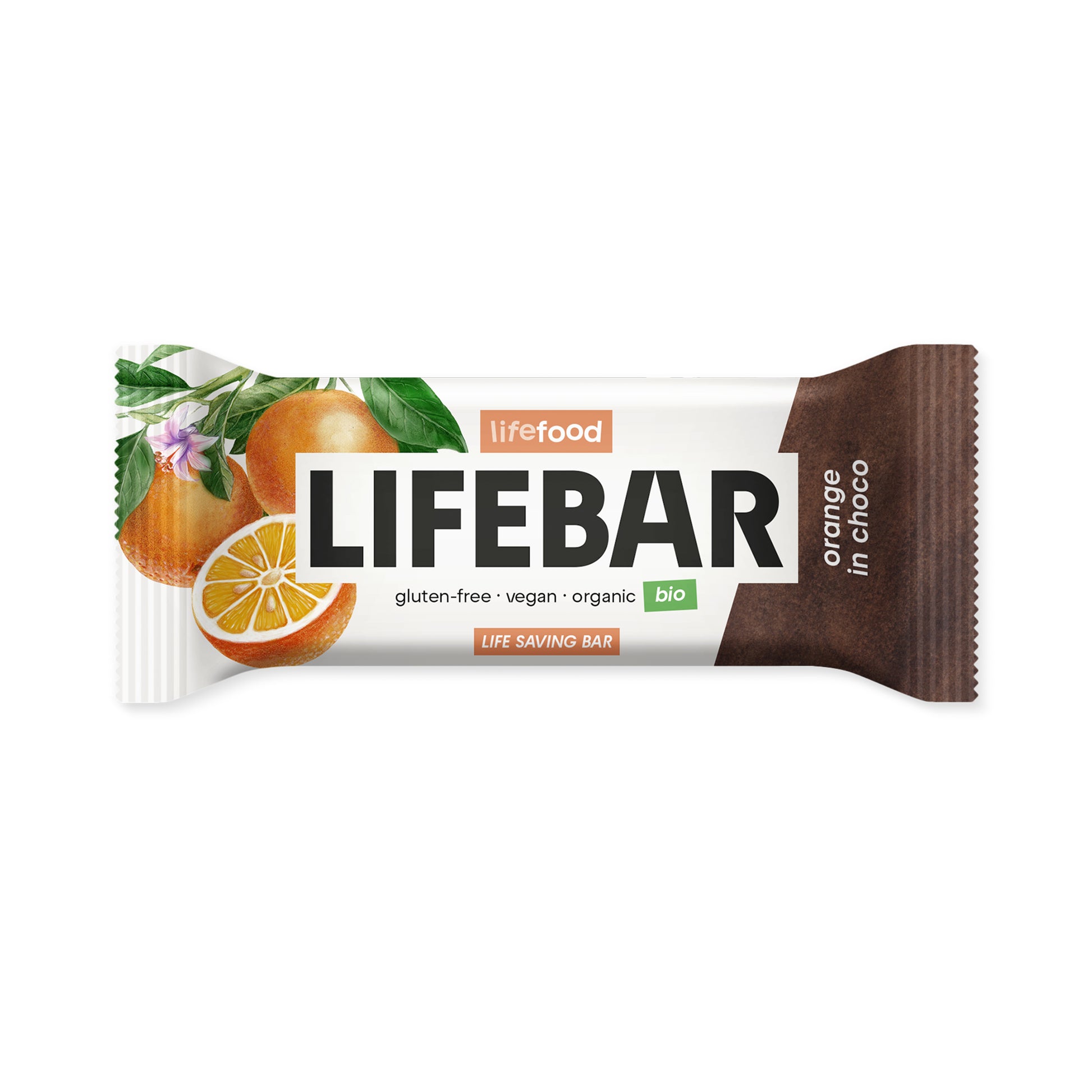 630226 Tyčinka Lifebar pomeranč v čokoládě 40 g BIO   LIFEFOOD-1