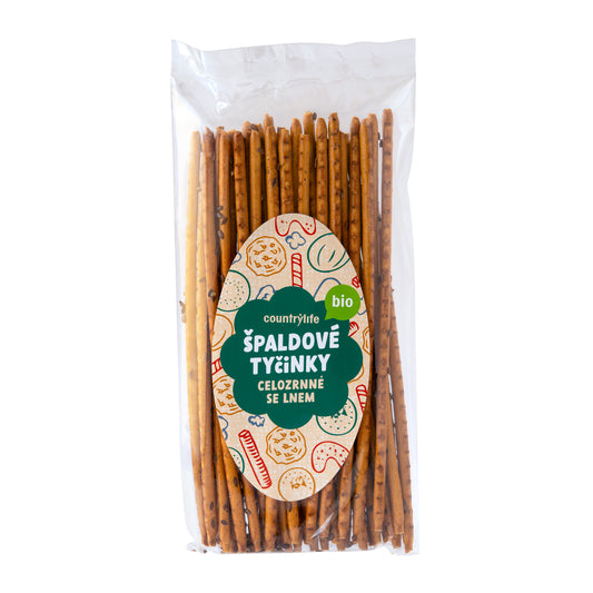630245 Tyčinky špaldové celozrnné se lnem 100 g BIO   COUNTRY LIFE-1