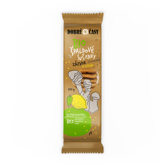 630275 Sušenky špaldové celozrnné zázvorovo-citrónové 100 g BIO   DOBRÉ ČASY-1