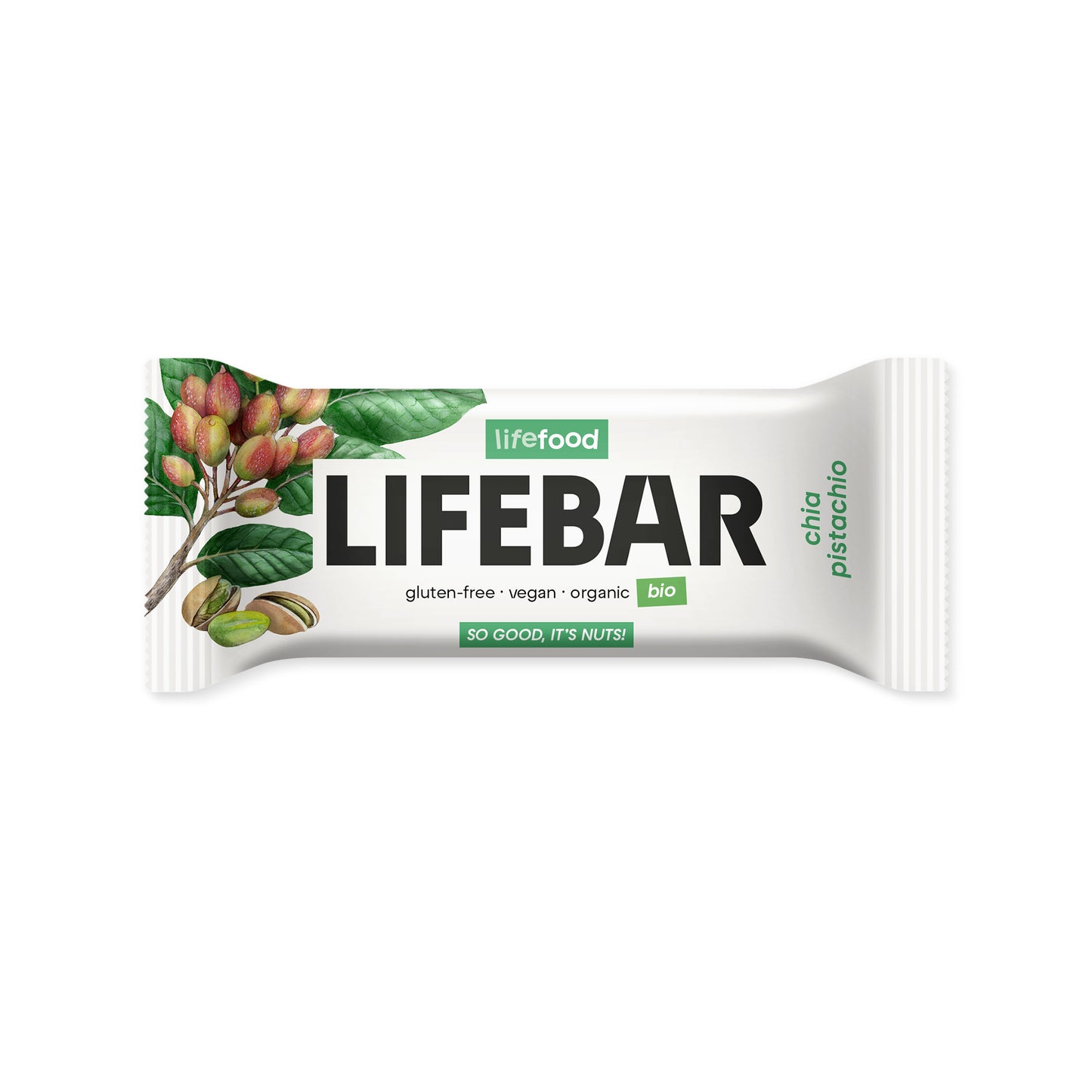 630287 Tyčinka Lifebar pistáciová s chia RAW 40 g BIO   LIFEFOOD-1