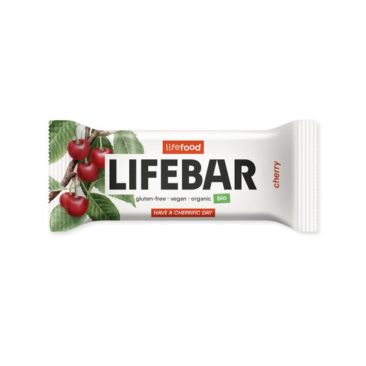 630298 Tyčinka Lifebar višňovo-třešňová RAW 40 g BIO   LIFEFOOD-1