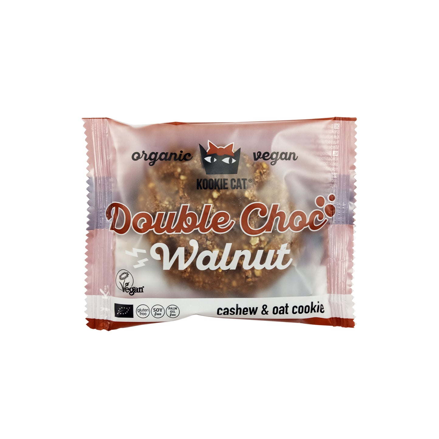 630328 Cookie kakaové s kousky čokolády a vlašskými ořechy veganské bezlepkové 50 g BIO   KOOKIE CAT