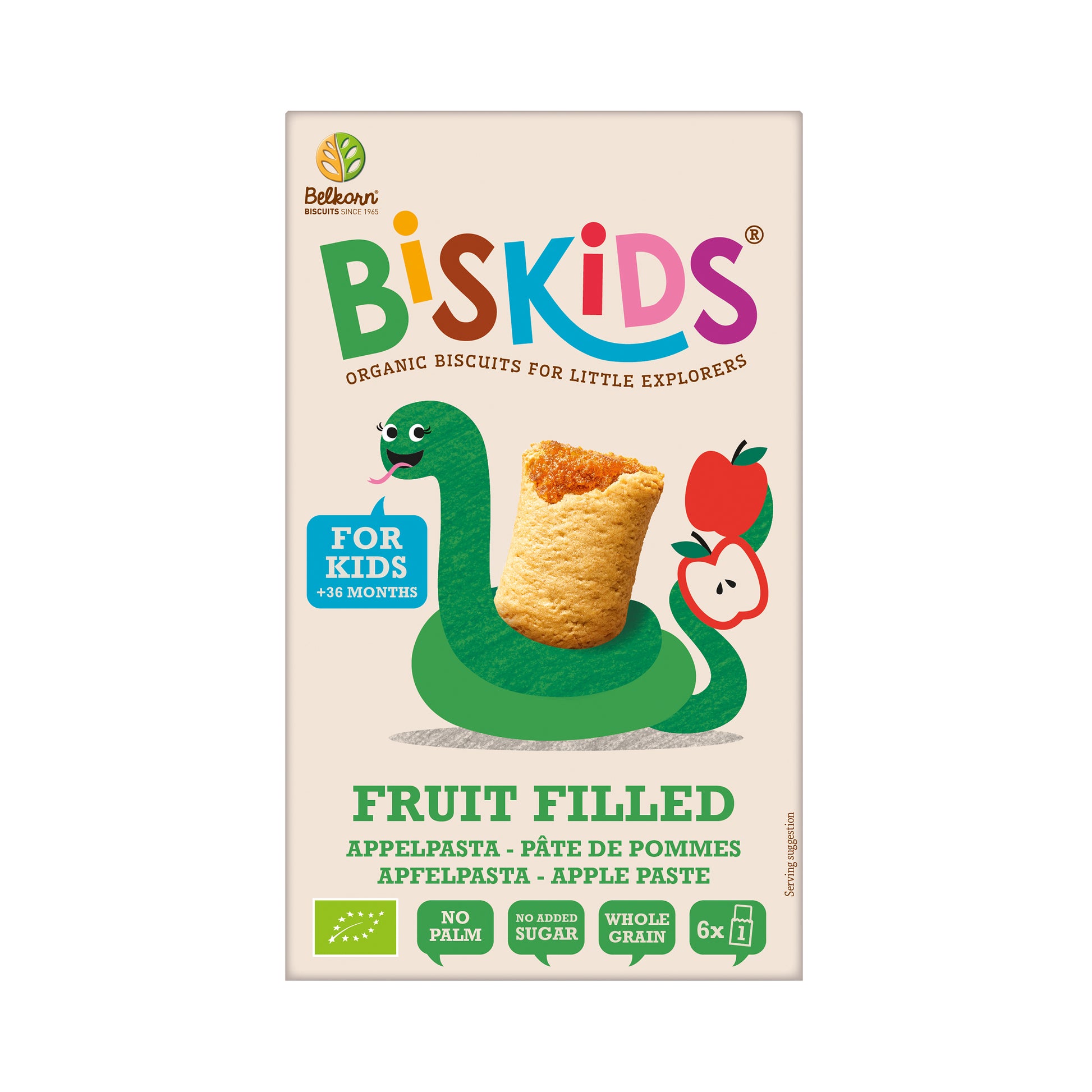 630362 Sušenky celozrnné měkké dětské s jablečným pyré bez přidaného cukru 36M+ 120 g BIO   BISKIDS-