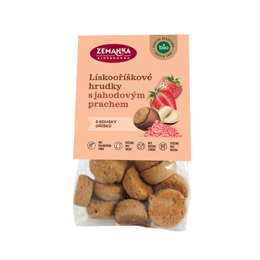 630404 Hrudky lískooříškové s jahodovým prachem 100 g BIO   ZEMANKA-1