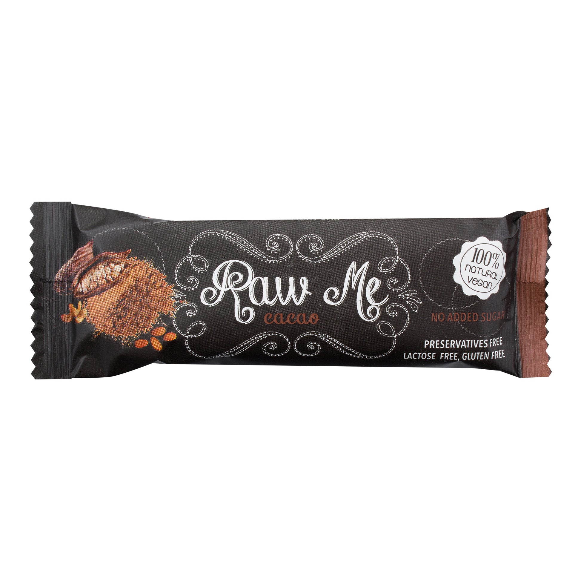 631001 Tyčinka ovocná s příchutí kakaa 45 g   RAW ME-1