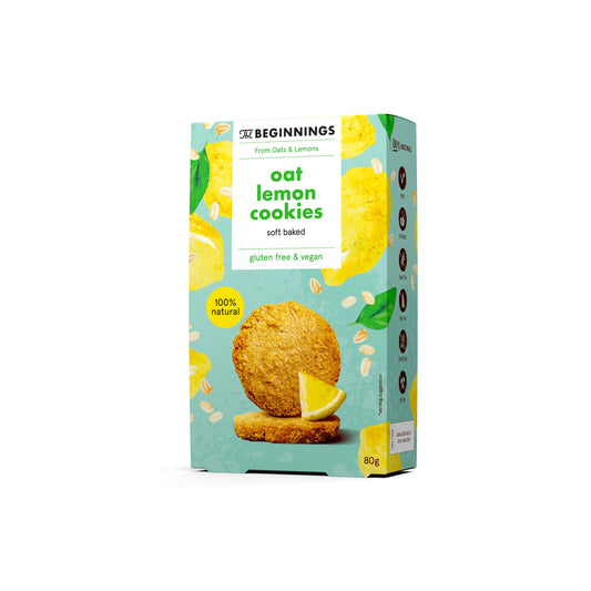 632248 Sušenky ovesné proteinové s citronem 80 g   THE BEGINNINGS-1