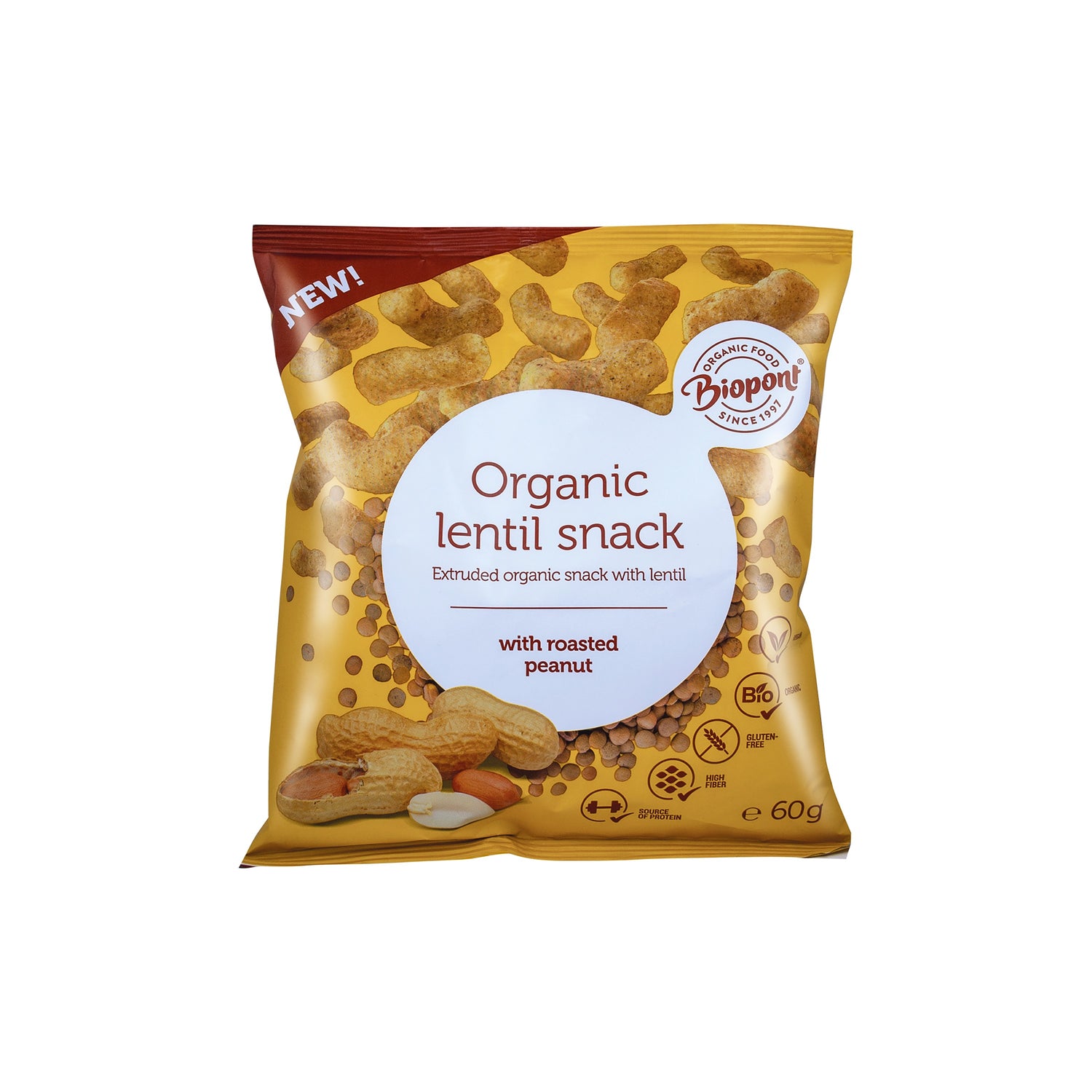 640096 Křupky čočkové s arašídy 60 g BIO   BIOPONT-1