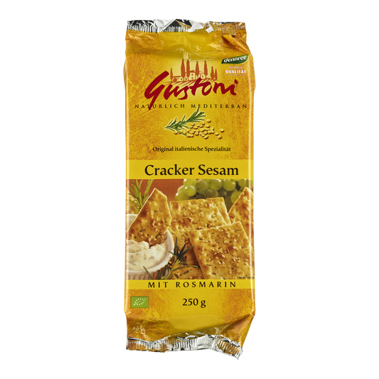 640143 Krekry s rozmarýnem a sezamem 250 g BIO   GUSTONI
