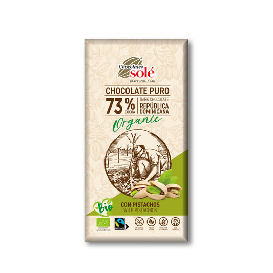 660231 Čokoláda hořká 73 % s pistáciemi 135 g BIO   SOLÉ-1