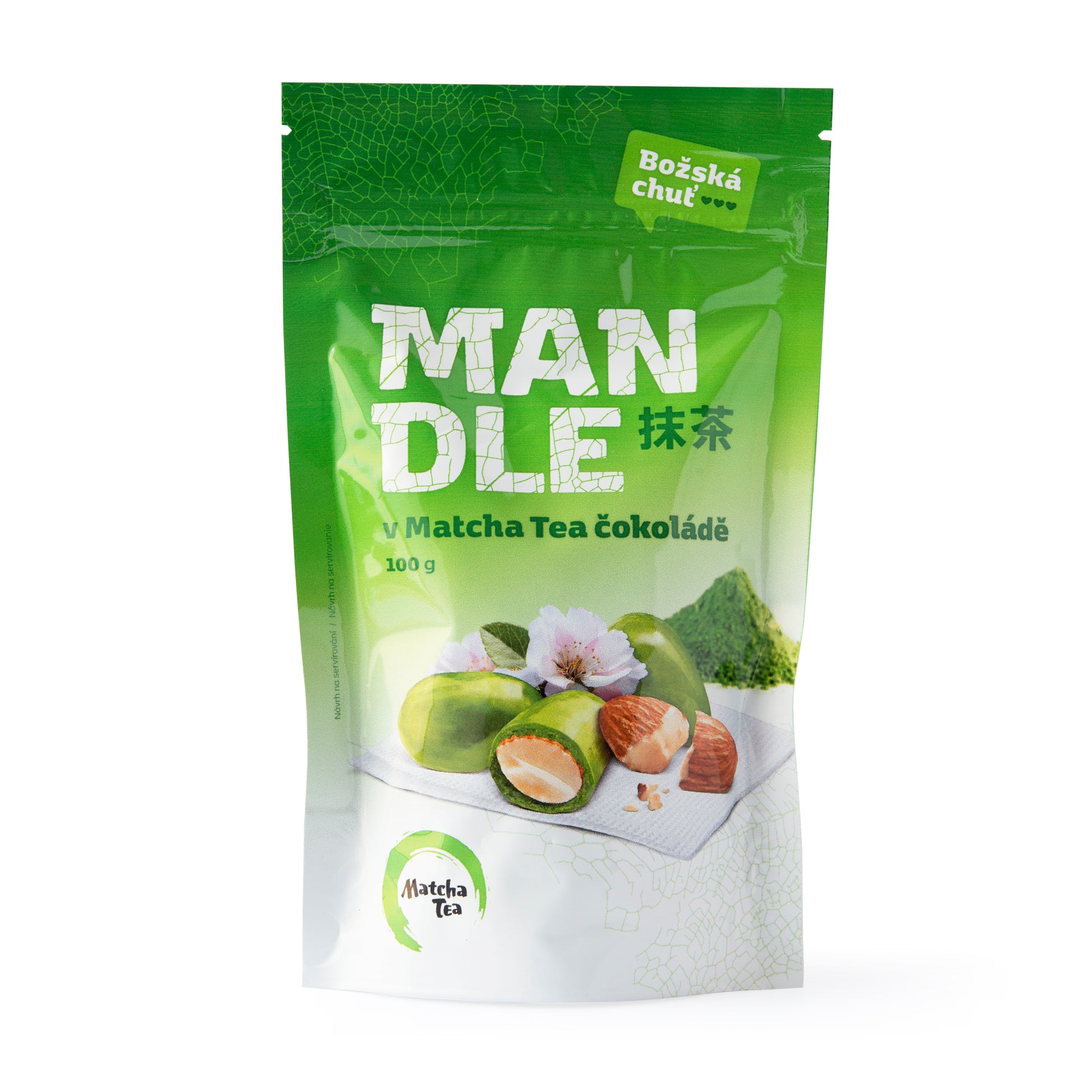 662202 Mandle v matcha tea čokoládě 100 g   MATCHA TEA-1