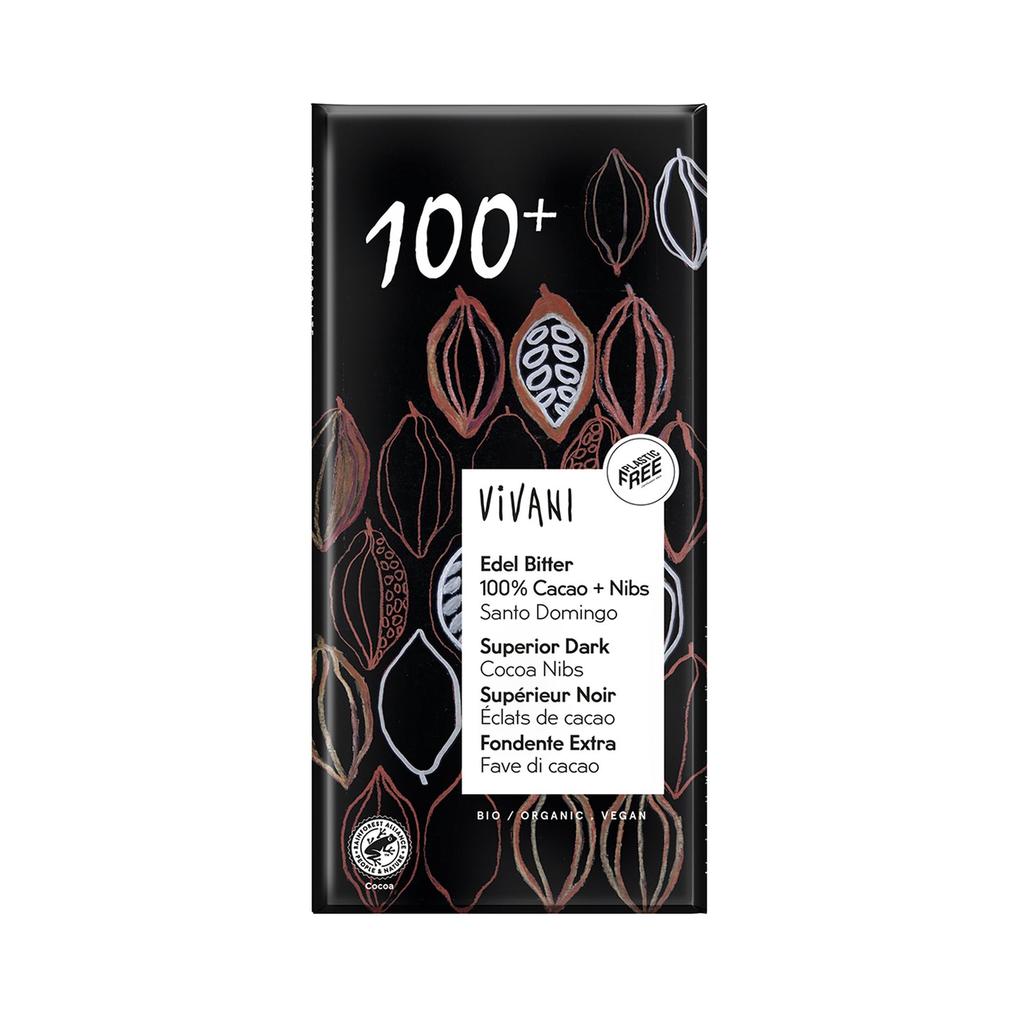 665181 Čokoláda hořká s kousky kakaa 100 % 80 g BIO   VIVANI-1