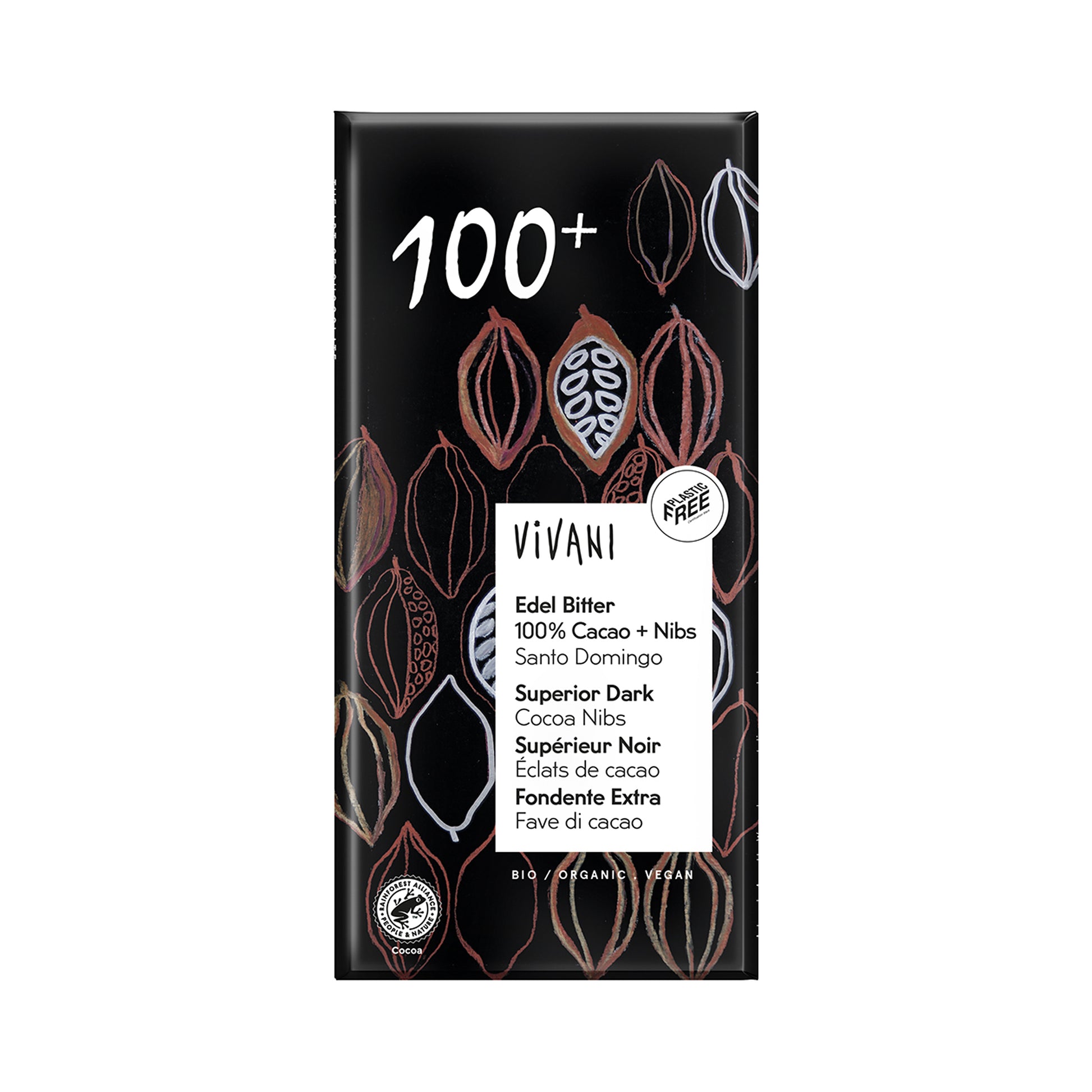 665181 Čokoláda hořká s kousky kakaa 100 % 80 g BIO   VIVANI-1