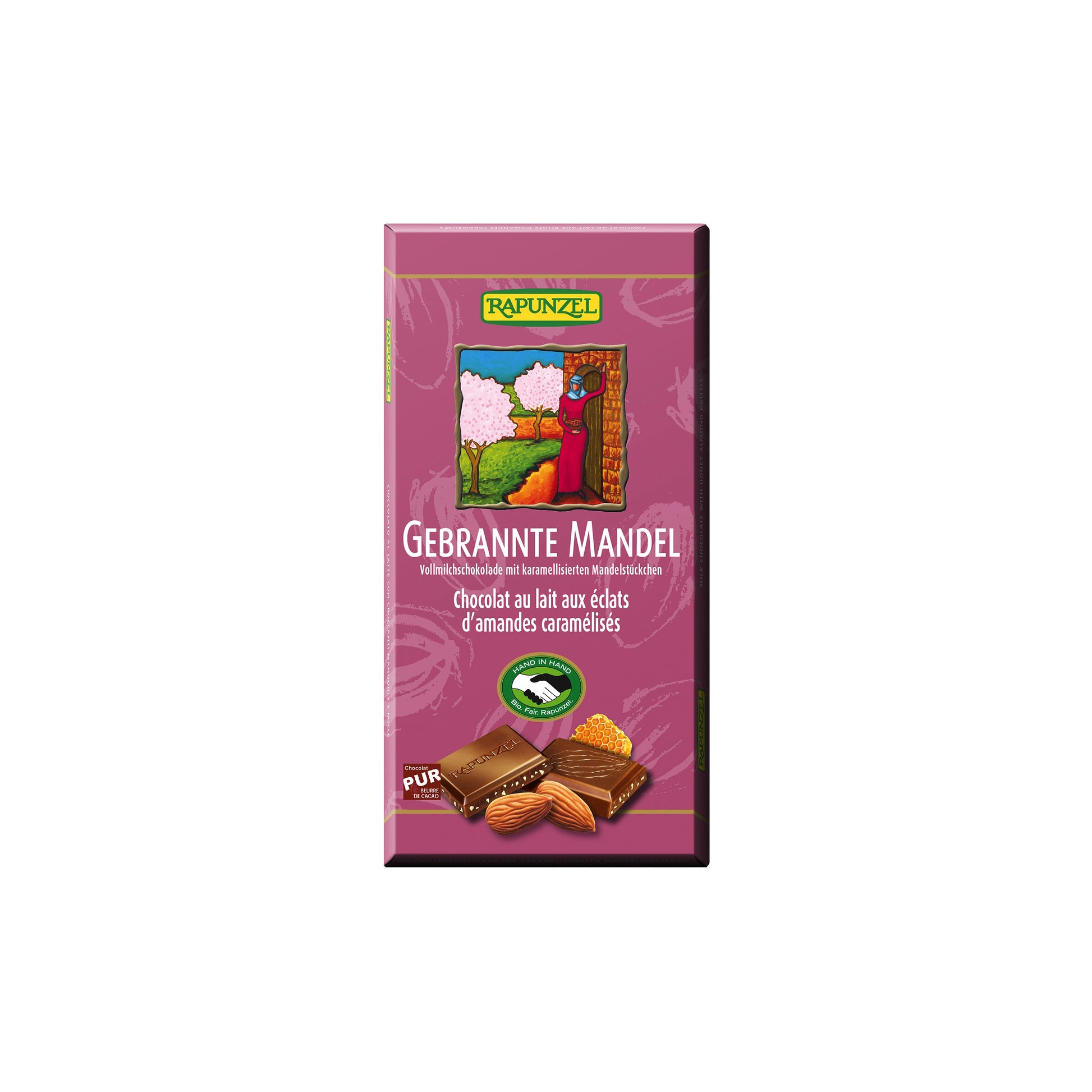 665243 Čokoláda mléčná s praženými mandlemi 100 g BIO   RAPUNZEL-1
