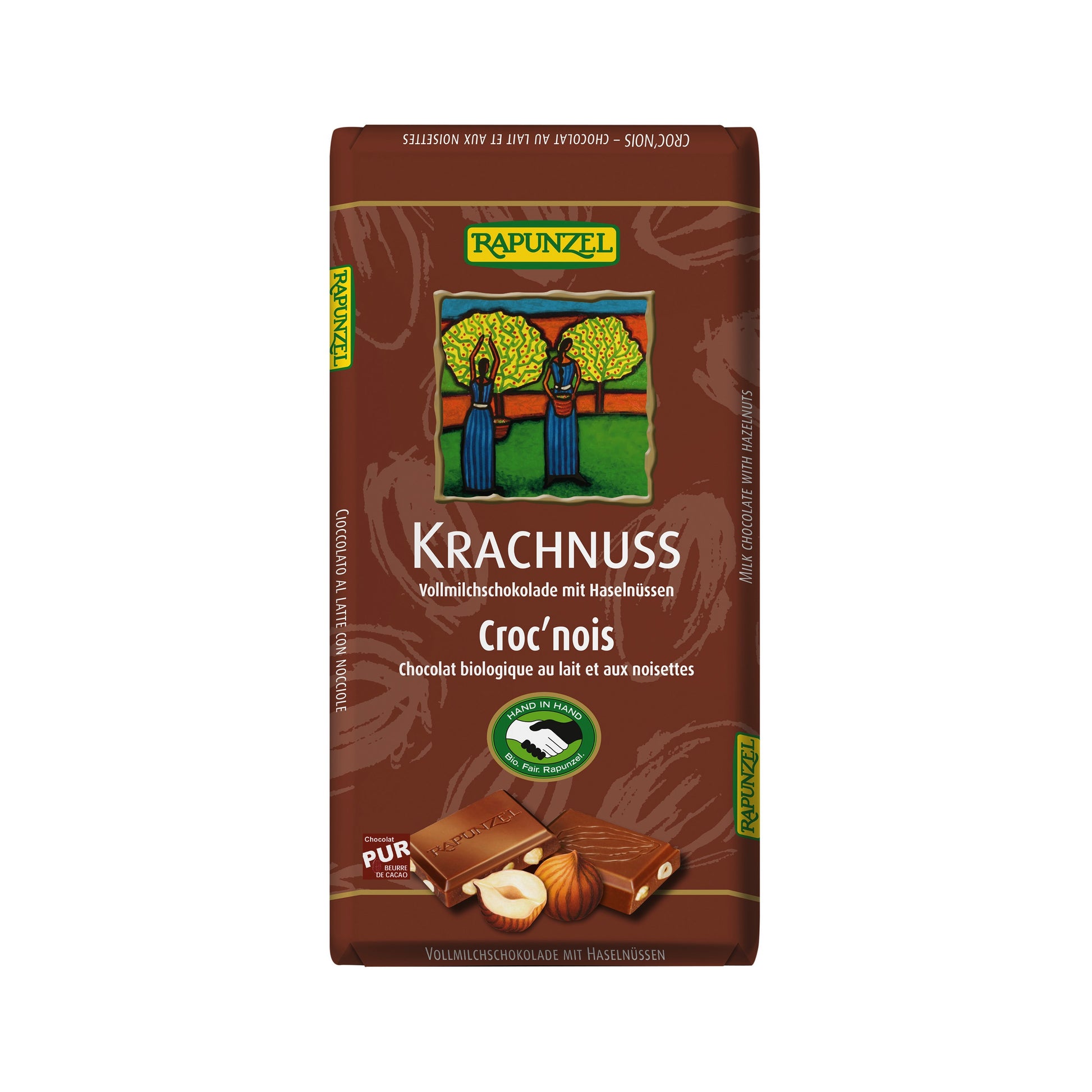 665280 Čokoláda mléčná s celými oříšky 100 g BIO   RAPUNZEL-1