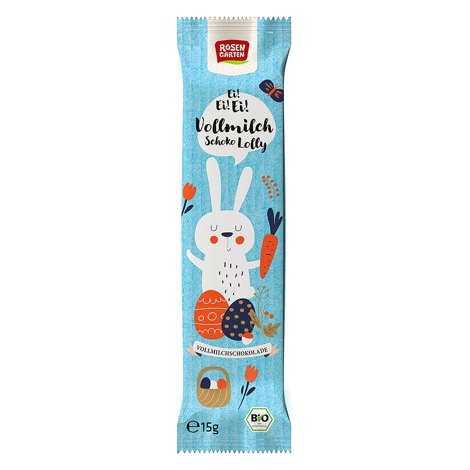 665283 Lízátko mléčná čokoláda zajíček 15 g BIO   ROSENGARTEN-1