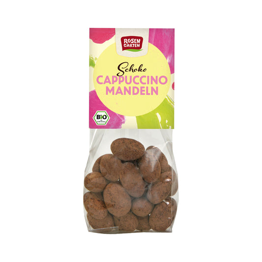 665316 Mandle v bílé a mléčné čokoládě cappuccino 100 g BIO   ROSENGARTEN-1