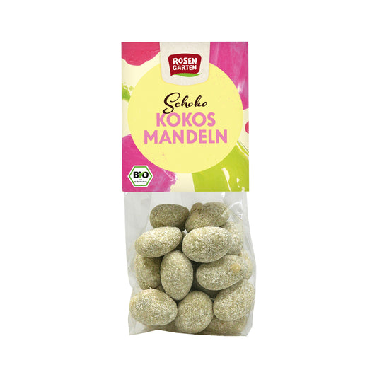 665317 Mandle v mléčné a bílé čokoládě s kokosem 100 g BIO   ROSENGARTEN-1