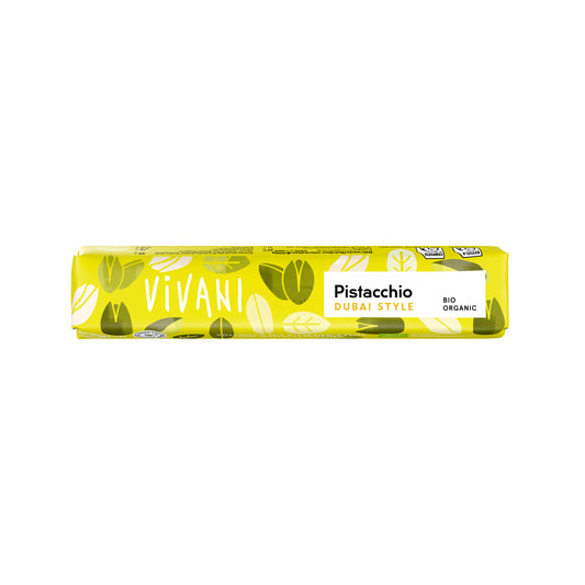 665364 Tyčinka mléčná čokoláda Pistacchio Dubai style 40 g BIO   VIVANI-1
