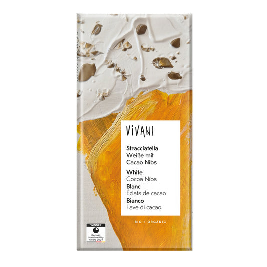 665379 Čokoláda bílá s kakaovými boby Stracciatella 80 g BIO   VIVANI-1