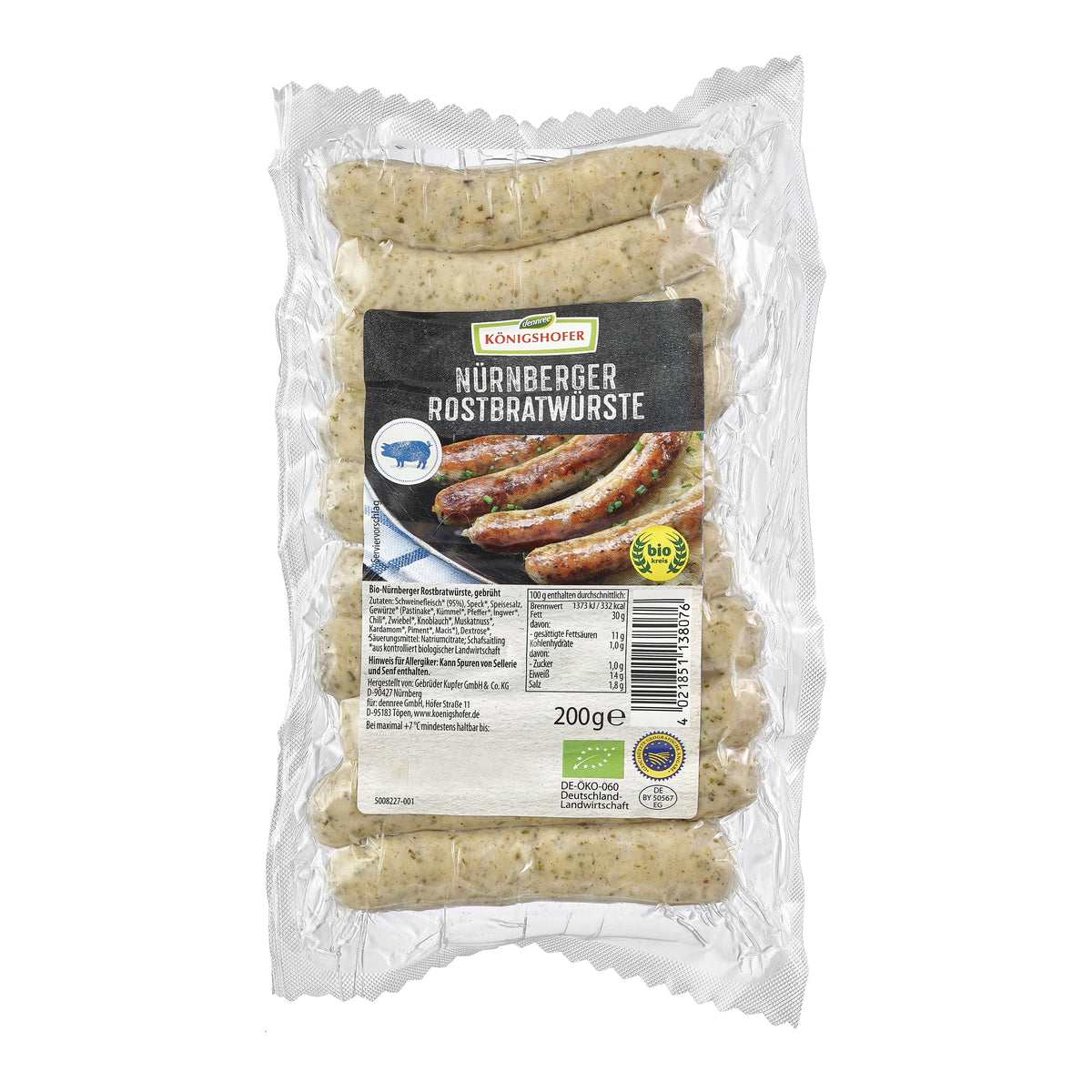 700001 Klobása grilovací Norimberská 200 g BIO   Königshofer