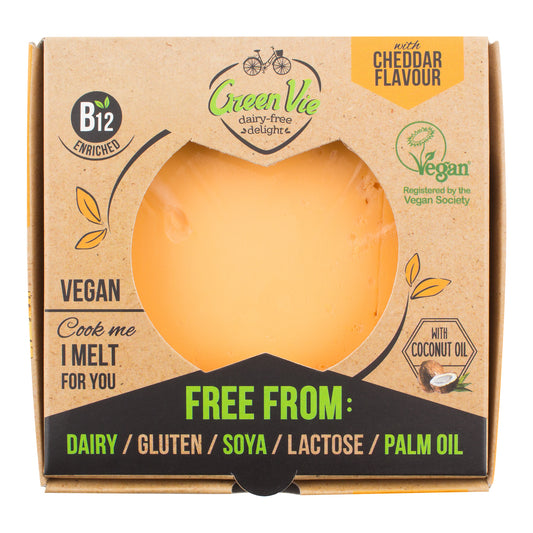 712100 Veganská alternativa sýru cheddar blok 250 g   GREENVIE-1