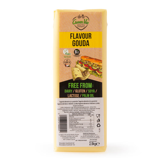 712122 Veganská alternativa sýru gouda blok 2,5 kg   GREENVIE-1