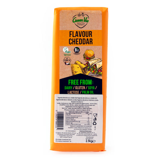 712123 Veganská alternativa sýru cheddar blok 2,5 kg   GREENVIE-1