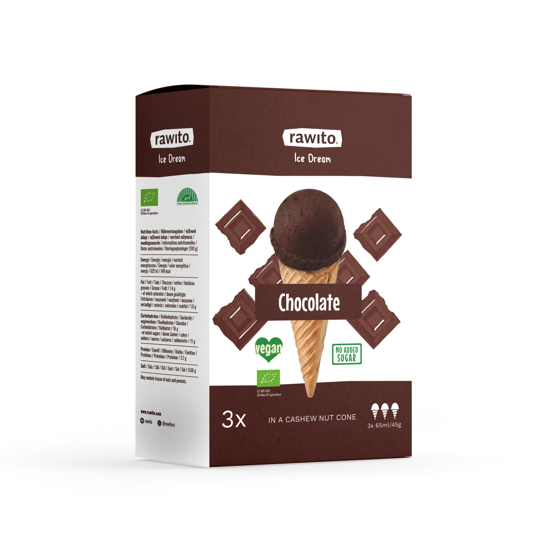 712260 Kornout raw s čokoládovou příchutí  3x45 g BIO   RAWITO-1