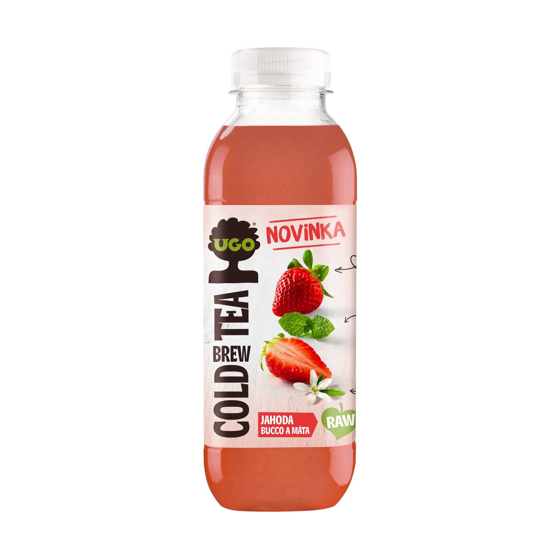 719040 Nápoj Cold Brew Tea jahoda, bucco a máta 500 ml   UGO-1