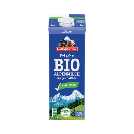 721142 Mléko čerstvé alpské plnotučné bez laktózy 1 l BIO   BGL-1