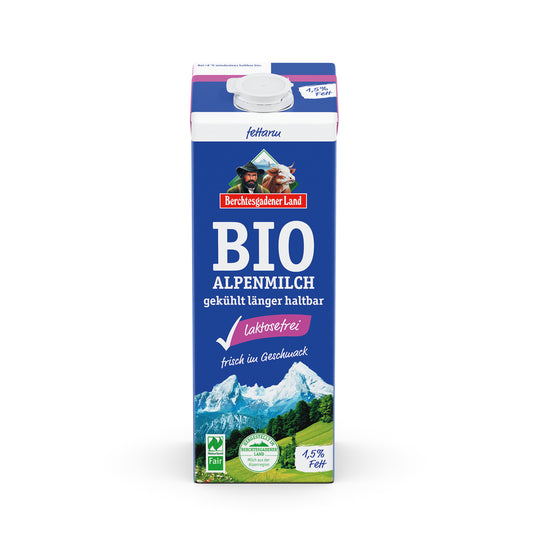 721161 Mléko čerstvé alpské polotučné bez laktózy 1 l BIO   BGL-2