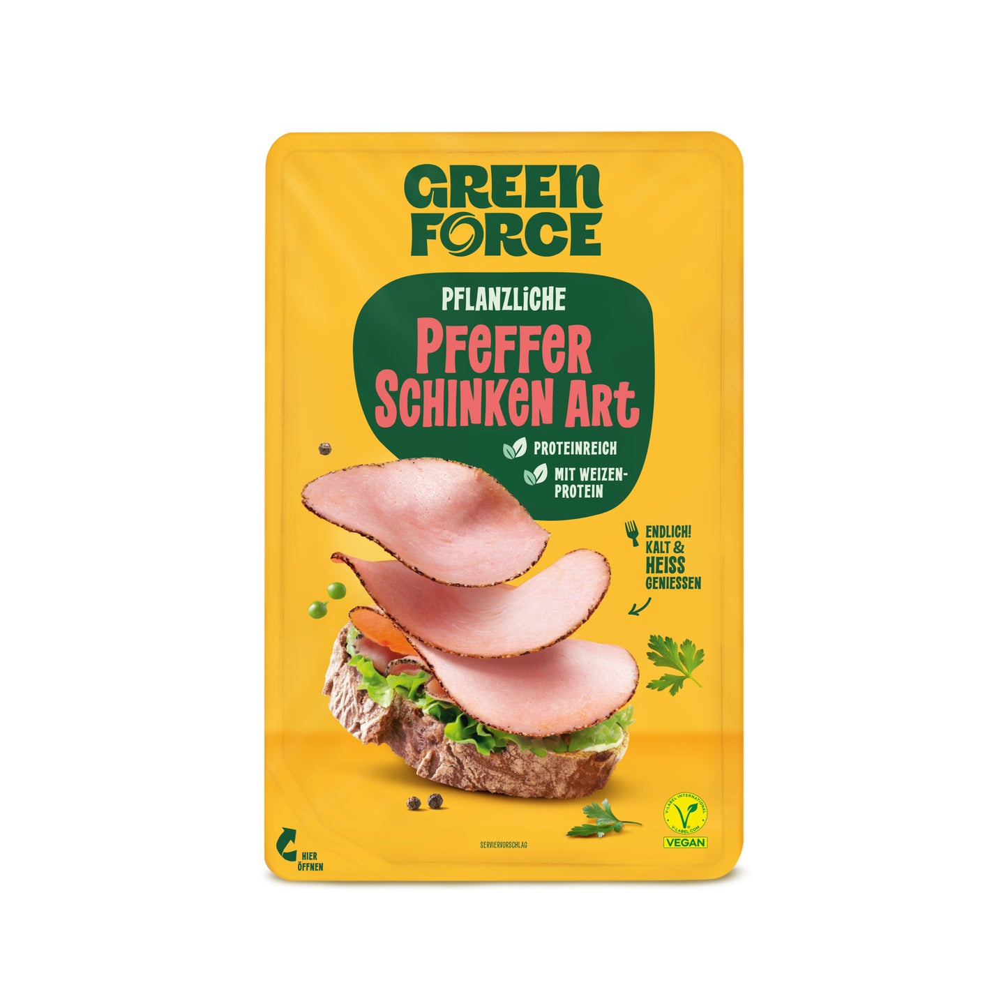 742196 Plátky alternativa vařené šunky s pepřem 70 g   GREEN FORCE-1