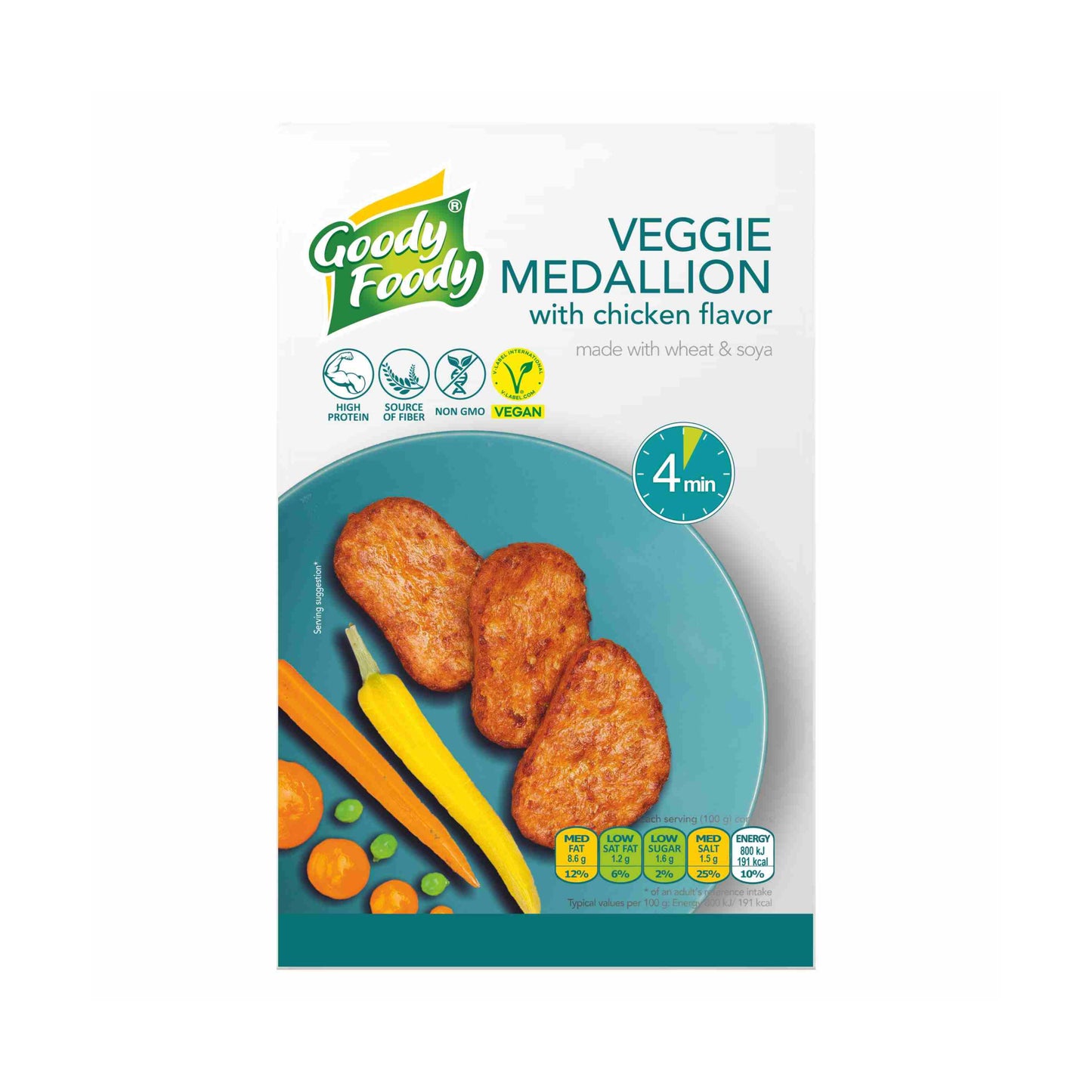 742202 Alternativa medailonků s kuřecí příchutí 155 g   GOODY FOODY-1
