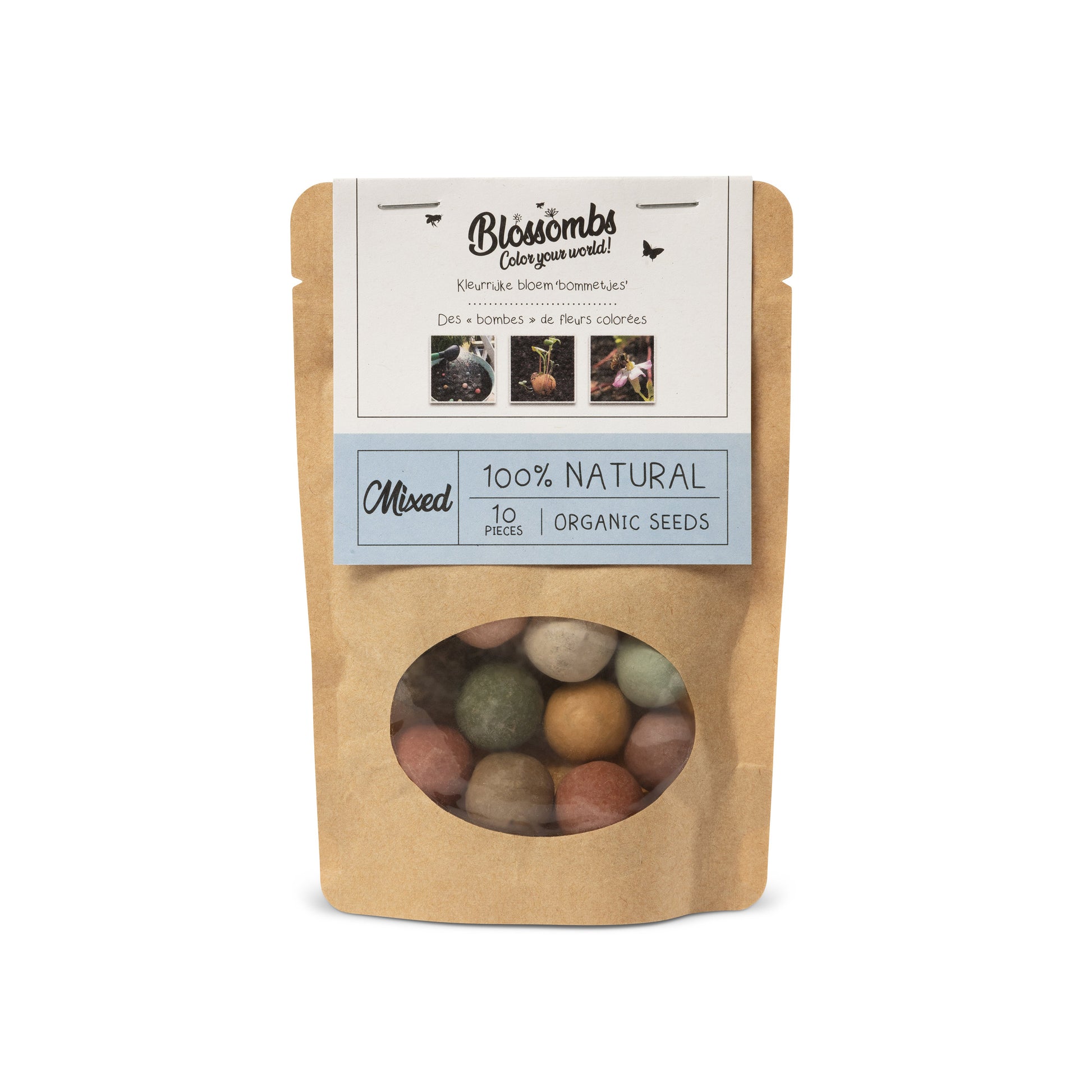 900134 Bomby V papírovém sáčku semínkové - mix barev 10 ks   BLOSSOMBS-1