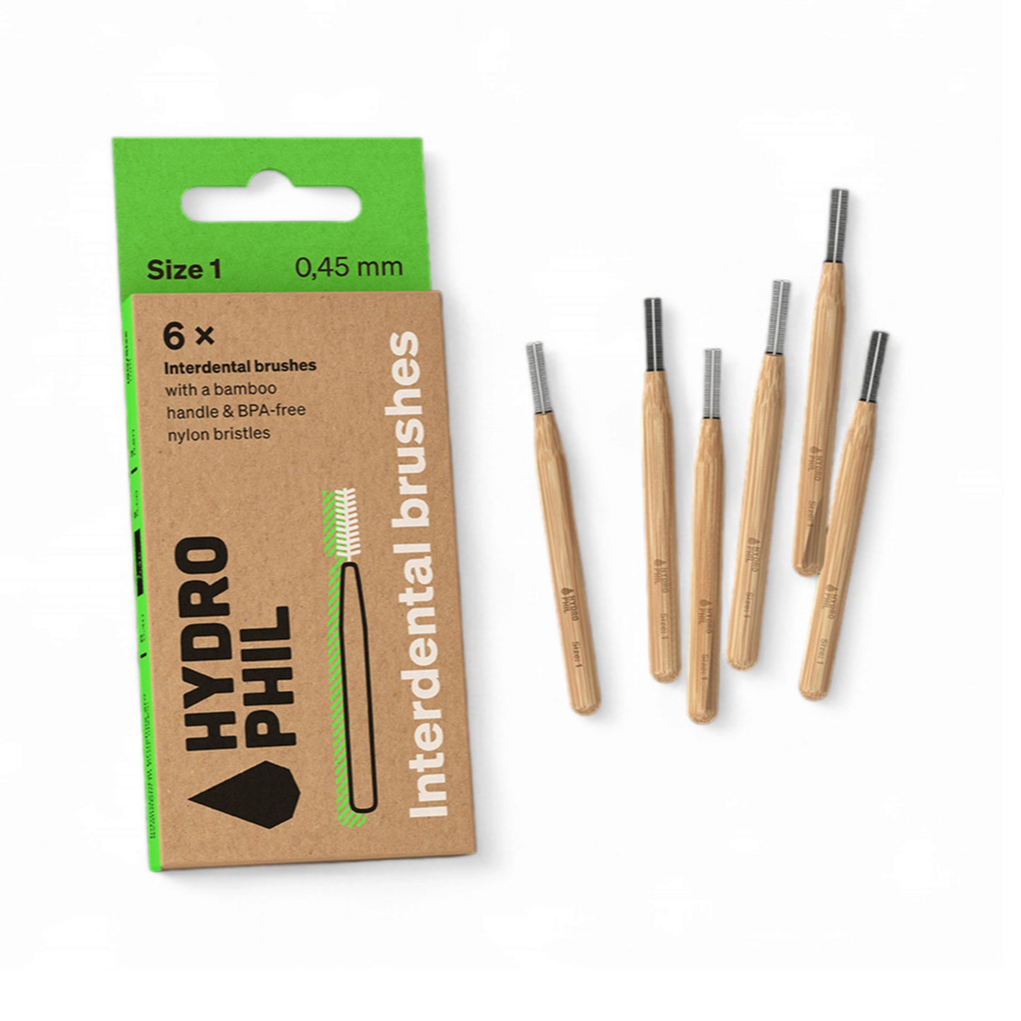 900207 Kartáček bambusový mezizubní 0,45 mm 6 ks   HYDROPHIL-1