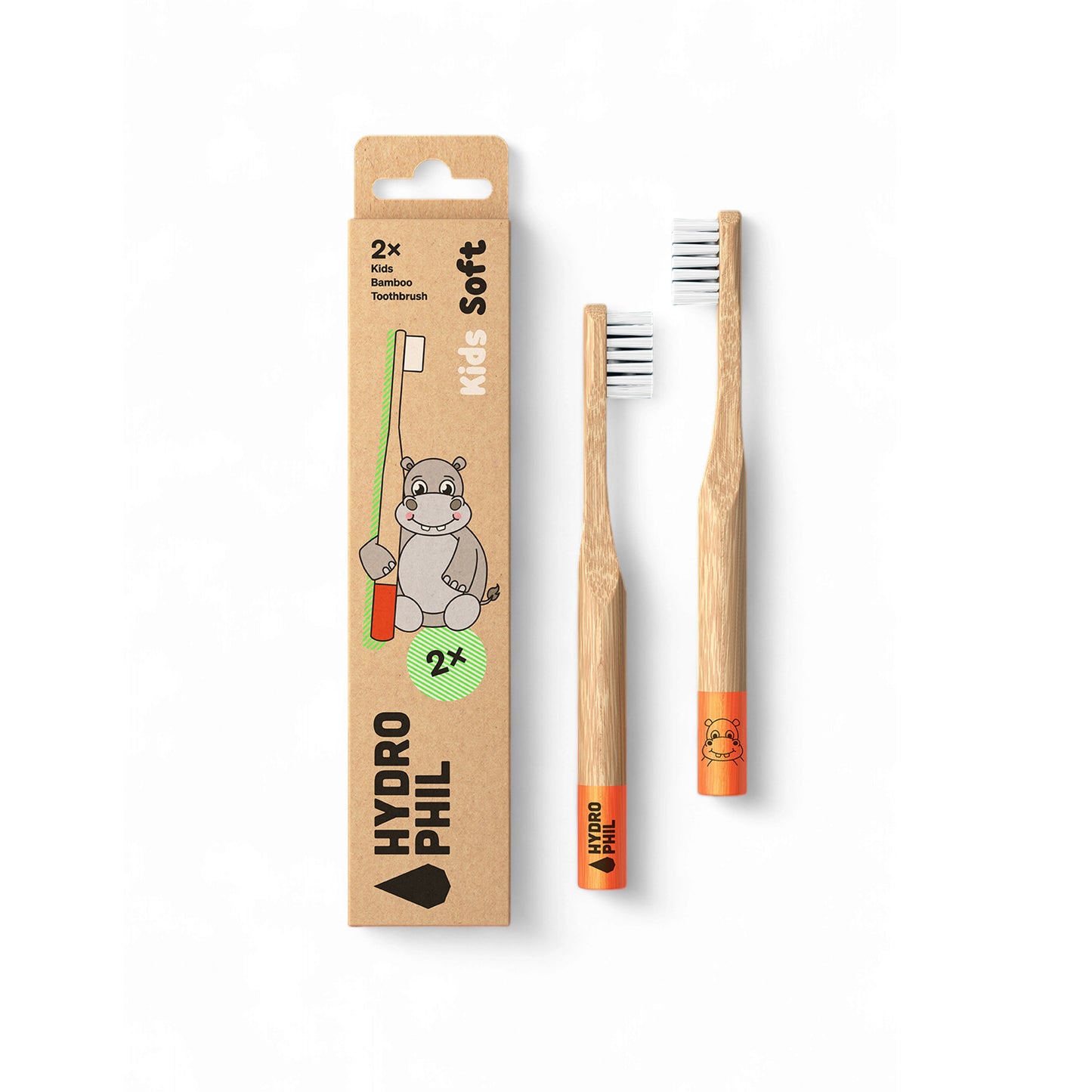 900210 Kartáček zubní bambusový dětský Hroch 2 ks   HYDROPHIL-1