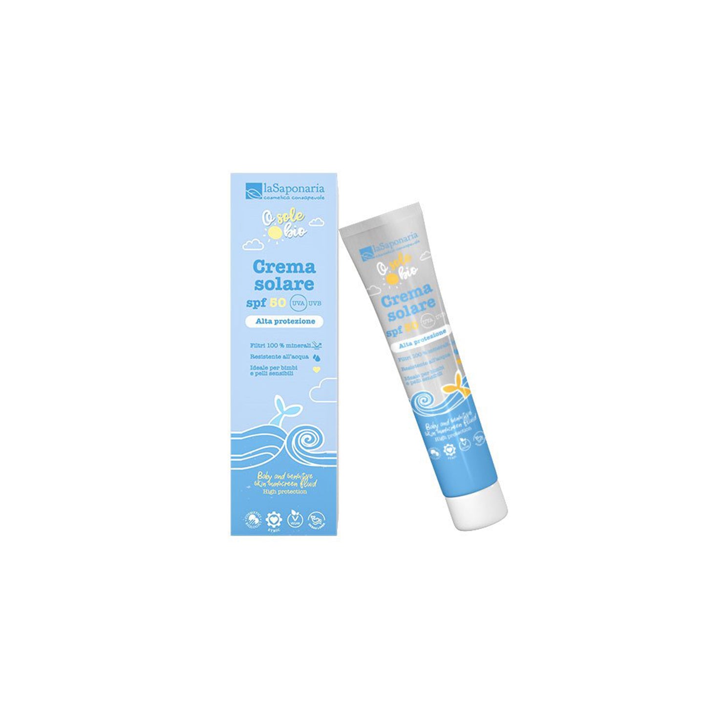 900579 Krém opalovací pro děti na citlivou pokožku SPF 50 40 ml BIO   LA SAPONARIA-1