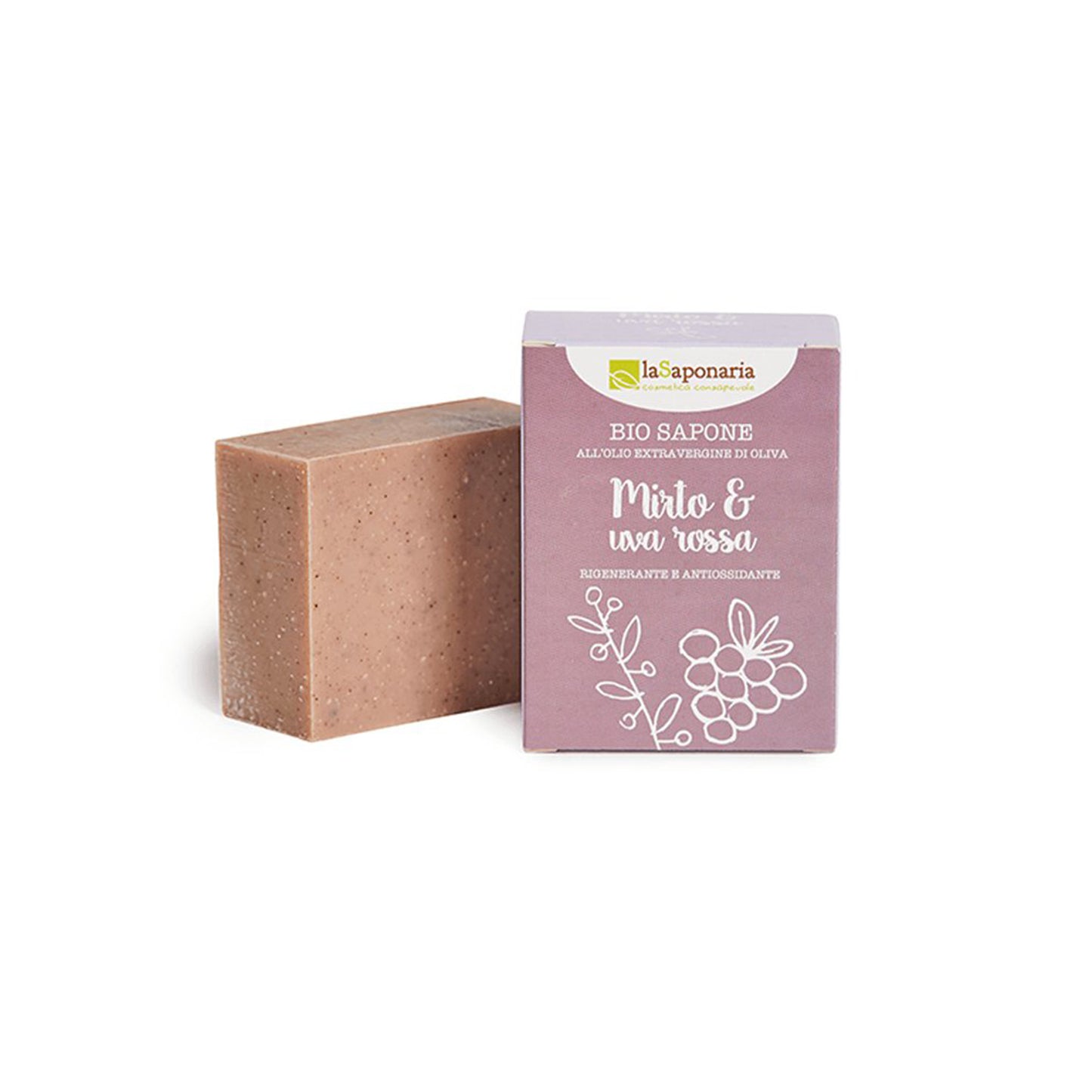 900638 Mýdlo tuhé olivové - myrta a červené hrozny 100 g BIO   LA SAPONARIA-1