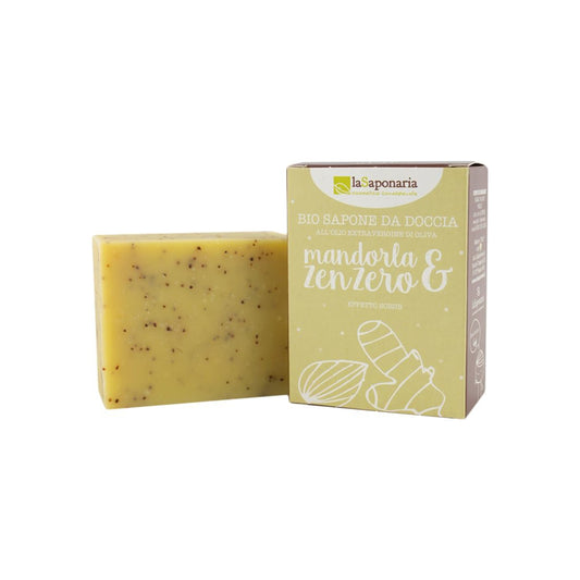 900643 Mýdlo tuhé olivové peelingové - mandle a zázvor 100 g BIO   LA SAPONARIA-1