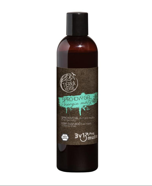 903290 Gel sprchový pánský na tělo, obličej a vlasy 3v1 - Energie máty 300 ml   TIERRA VERDE