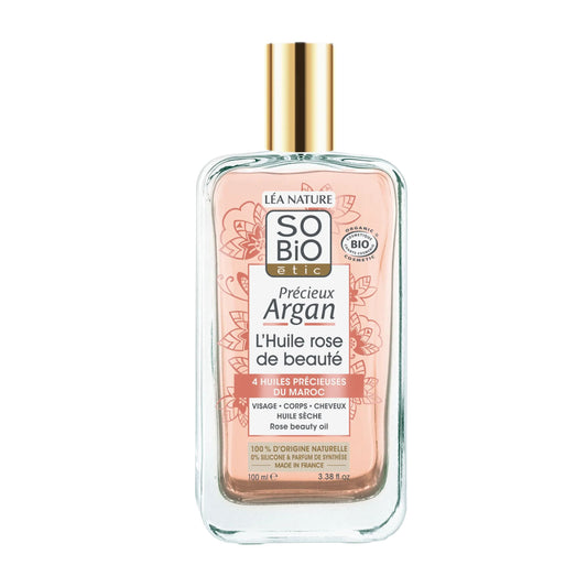 903469 Olej pěstící na tělo, tvář i vlasy - růžový 100 ml BIO Précieux Argan   SO’BiO étic