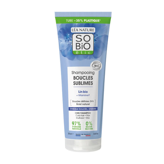 903483 Šampon pro kudrnaté vlasy s vitaminem F a lněným semínkem 250 ml BIO   SO’BiO étic