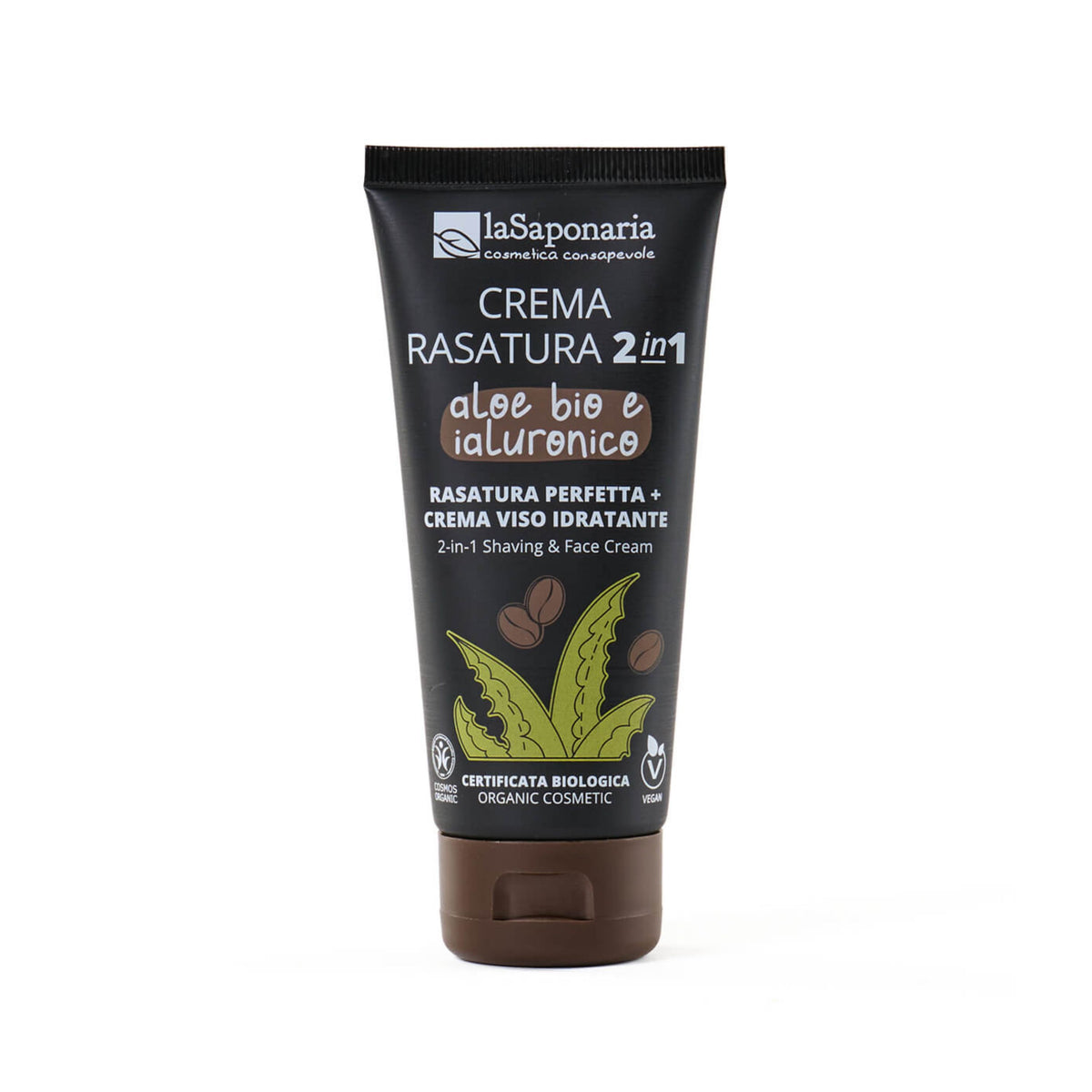 903809 Krém pánský na holení a tvář 2v1 s aloe vera a kyselinou hyaluronovou 100 ml BIO   LA SAPONAR