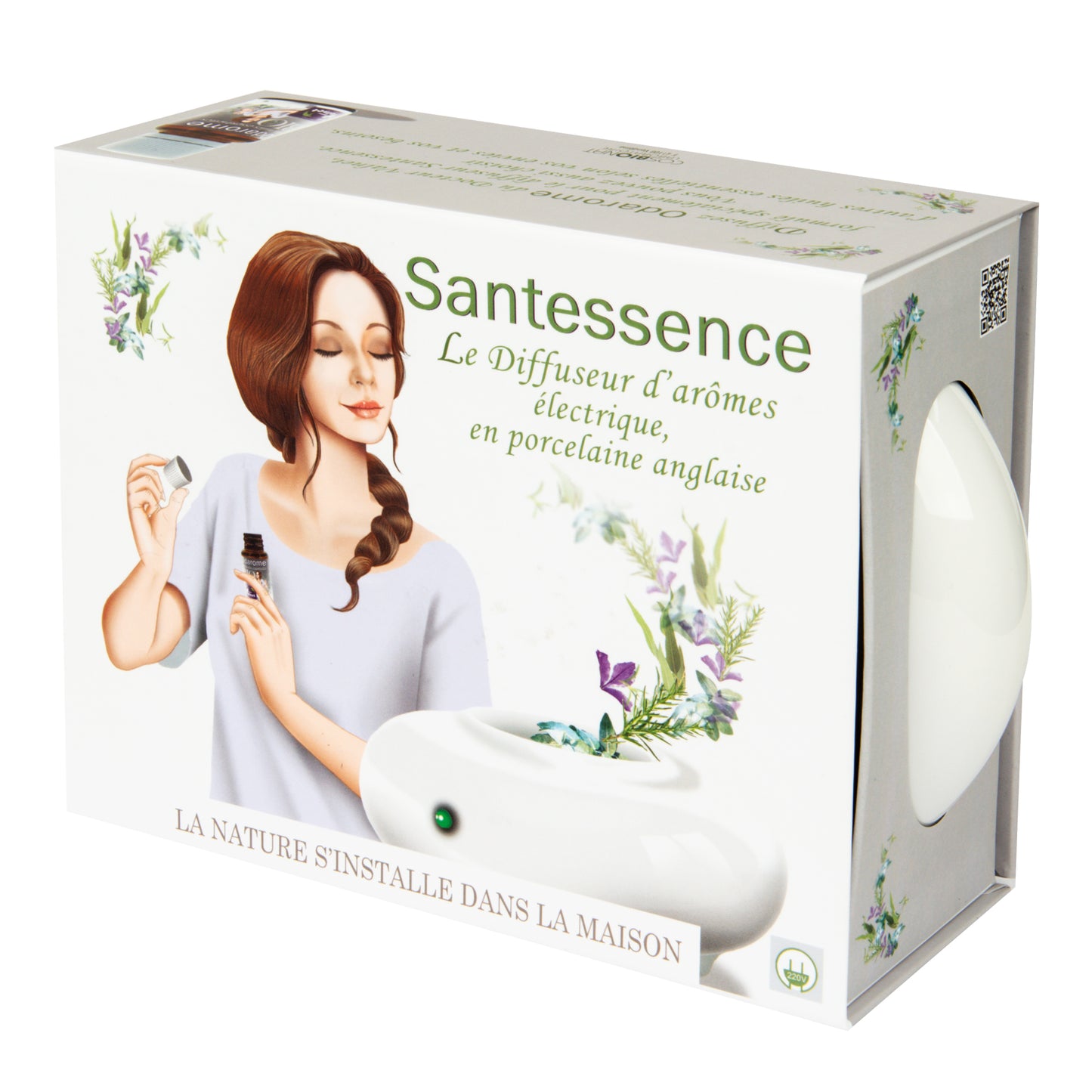 932028 Difuzér elektrický bílý SANTESSENCE + zdarma ODAROME 15 ml BIO   COSBIONAT-1