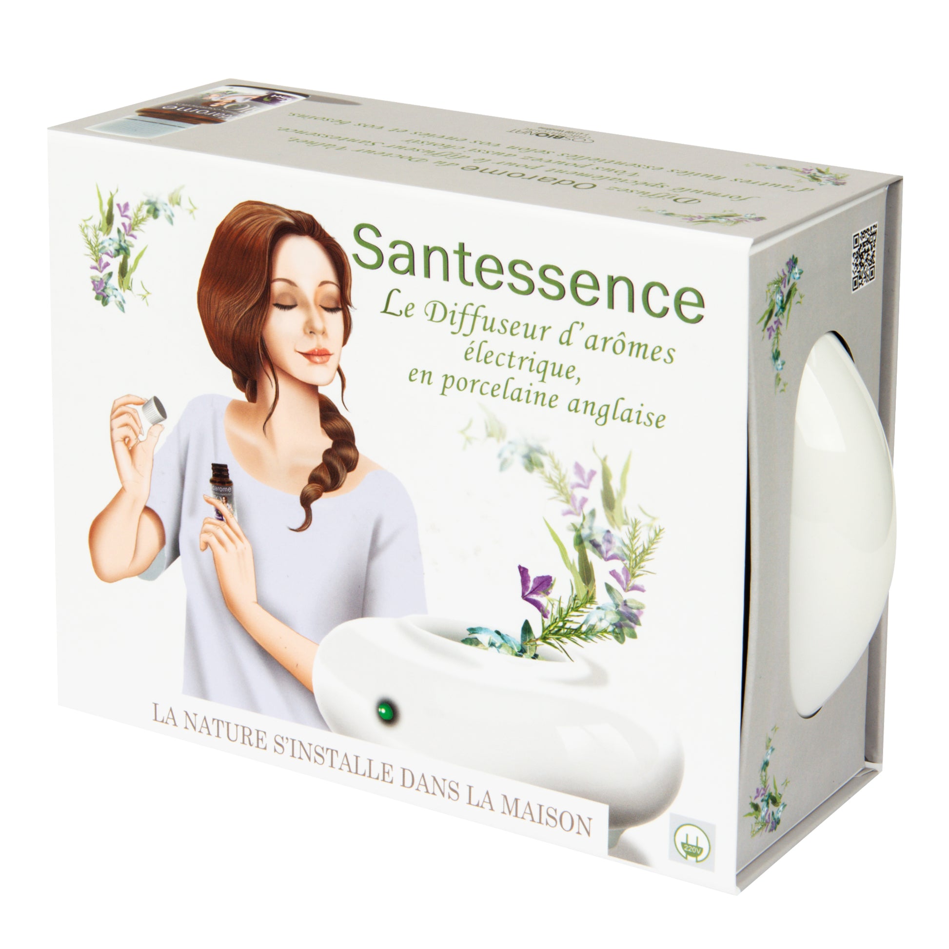 932028 Difuzér elektrický bílý SANTESSENCE + zdarma ODAROME 15 ml BIO   COSBIONAT-1