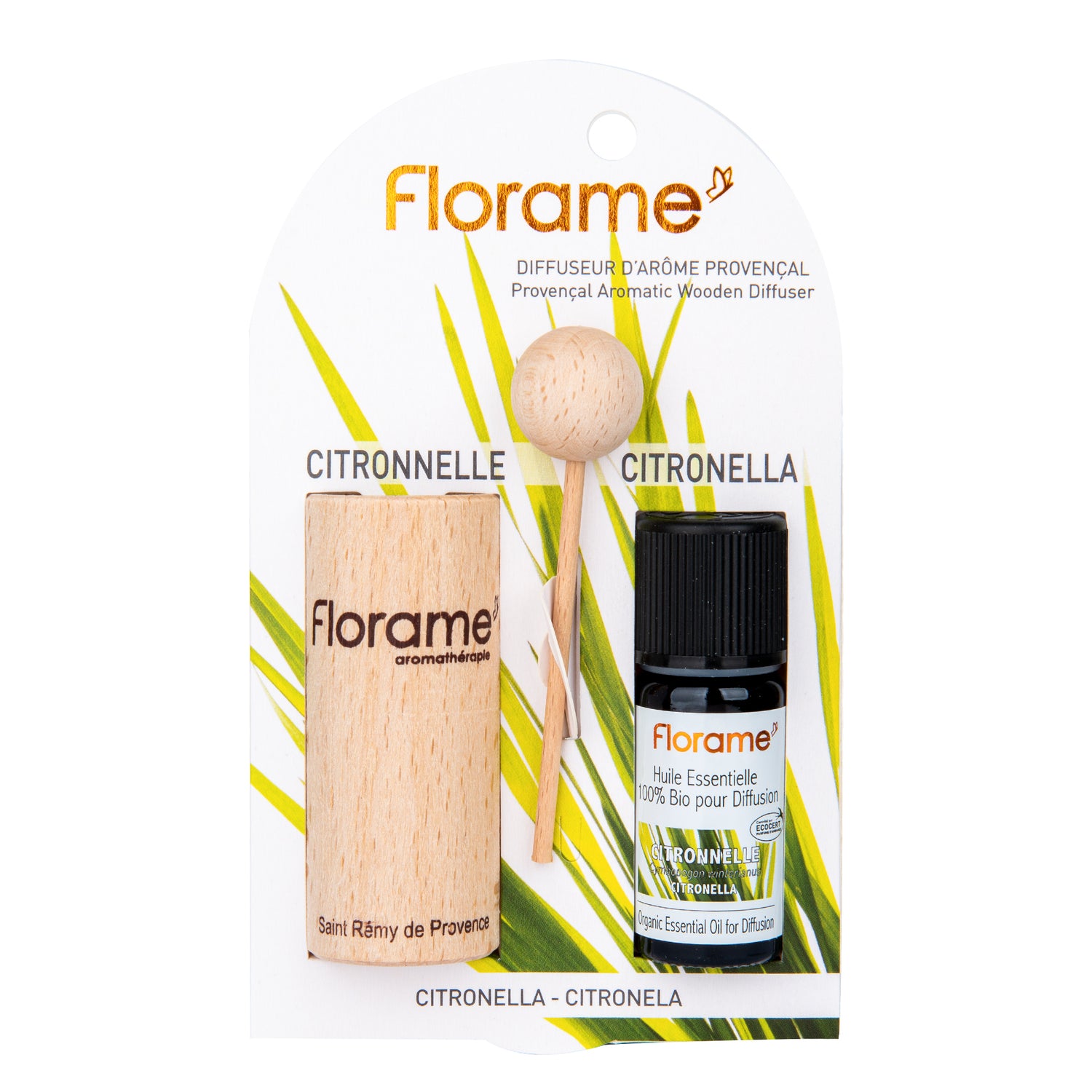 932059 Difuzér provensálský dřevěný + éterický olej Citronela 10 ml BIO   FLORAME-1