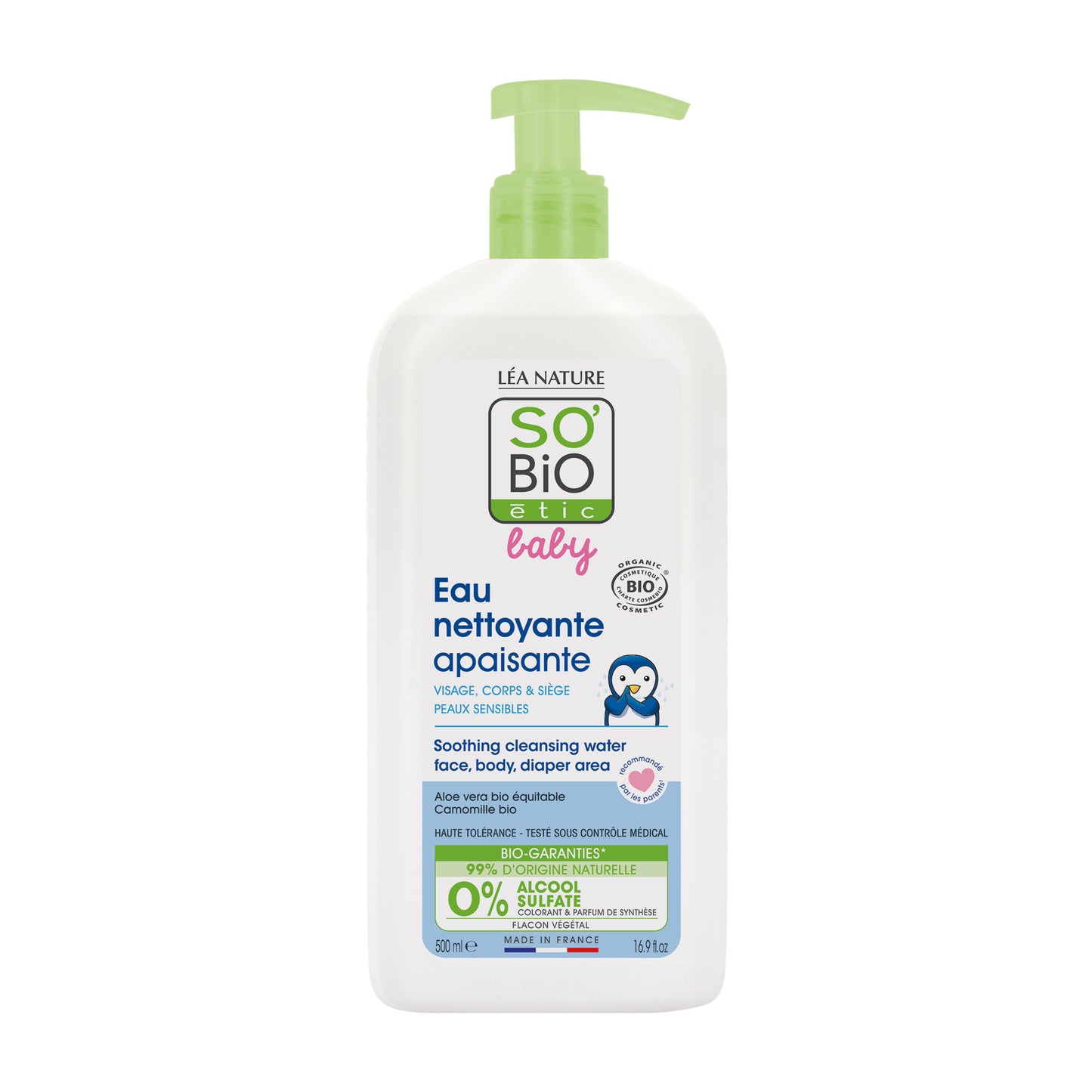 944250 Voda dětská čisticí zklidňující  - tělo, obličej, oblast plenek 500 ml BIO   SO’BiO étic-1